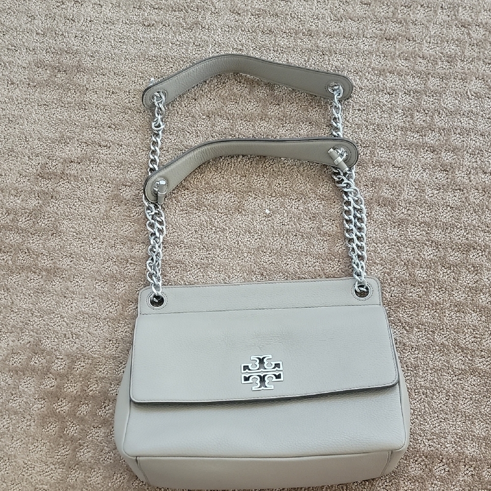 Tory Burch Gray Chain Strap Shoulder Bag